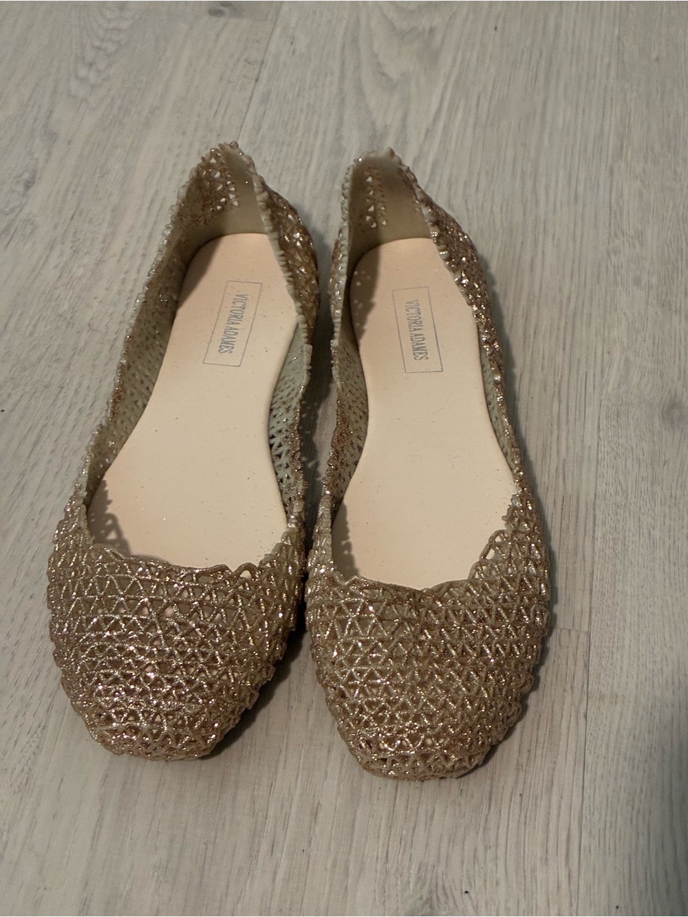 Sparkling Gold Woven Ballet Flats - Victoria Adames